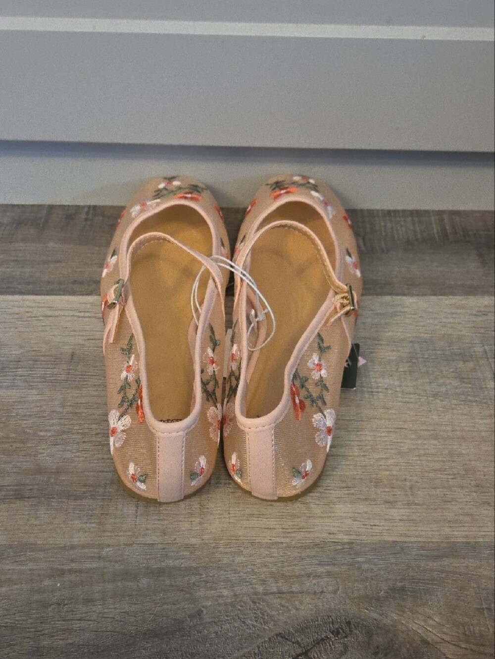 Embroidered Floral Mesh Elsa Flats, Mary Jane Flats Blush Color, Size 9, New - Picture 6 of 11